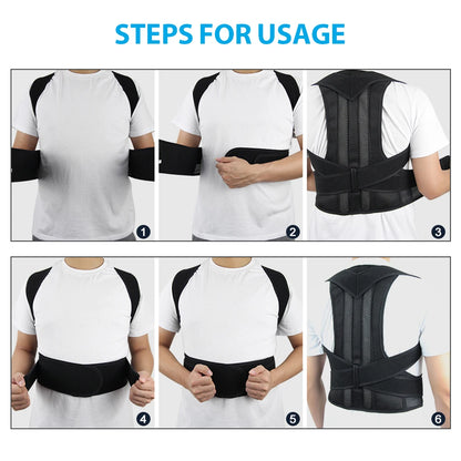 Back Brace Posture Corrector for Women & Men, Adjustable Back Lumbar Support Belt Shoulder Posture Support for Improve Scoliosis