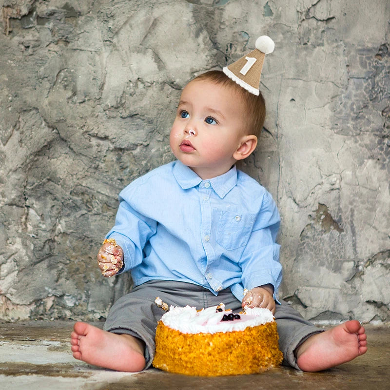 Burlap 1st Birthday Hat Baby First Birthday Party Newborn Boy Girl 1 2 3 Year old Headband Baby Shower Birthday Party Decor