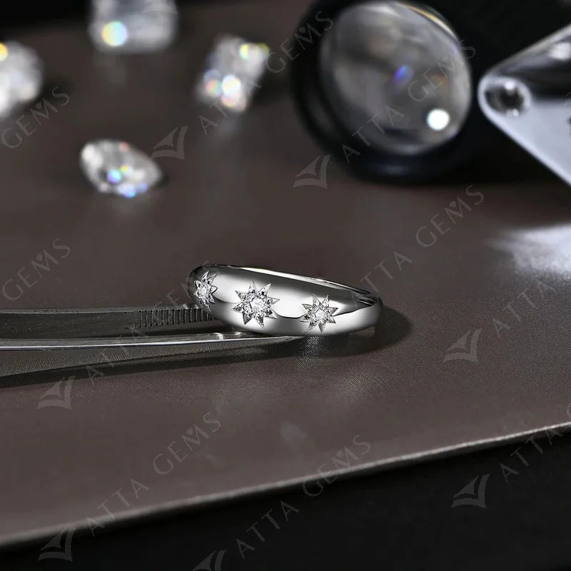 ATTAGEMS Luxury Round Cut 2.5mm Moissanite Ring for Women Man 925 Sliver Sparkling Fine Jewelr Engagement Wedding Party Gift New