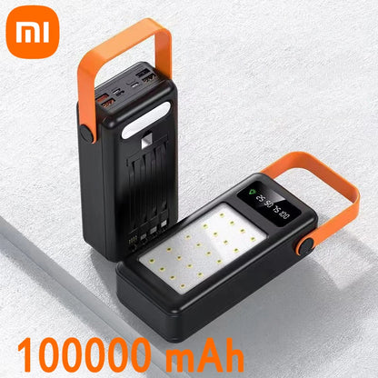 Xiaomi 100000mAh Solar Energy Power Bank Outdoor Camping Light Large Capacity Power Bank Detachable Four Wire Power Bank New
