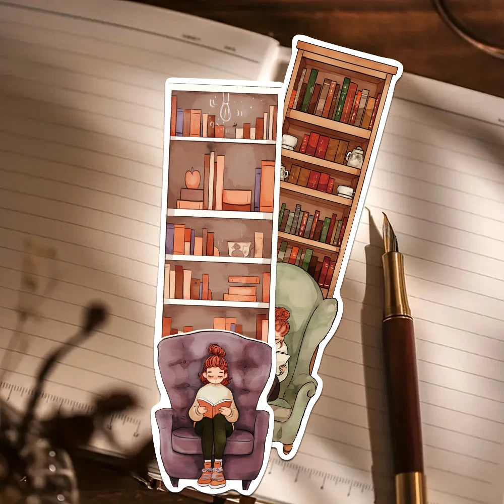 30pcs Bookcase Reading Bookmarks Decoration Cards School Stationary Supplies DIY Aesthetic Bookmark Students Creative Gifts