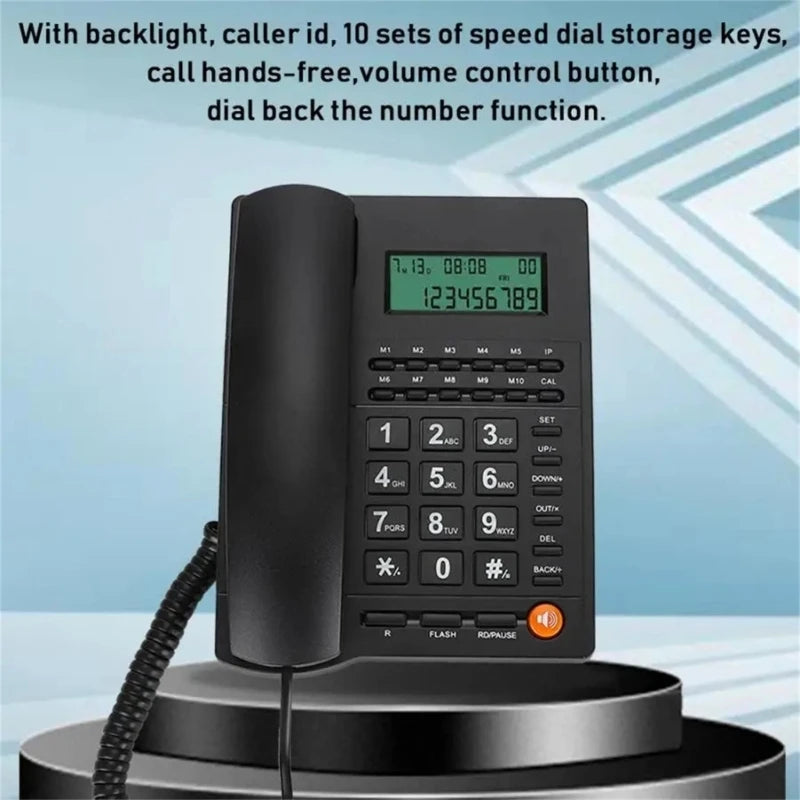 DX11 Corded Landline Phone Big Button Landline Phones with Caller Identification Fixed Telephone for Office Hotel Receptioni