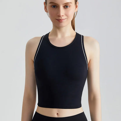 Sports Vest, Women's Fitness Integrated Fixed Cup, High-end Feel, Worn for Training, High-strength Shock-absorbing Vest