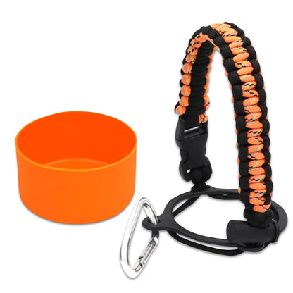 Paracord Handle For Wide Mouth Water Bottle And Silicone Sleeve Boot Compatible With Hydro Flask Tumblers Accessories