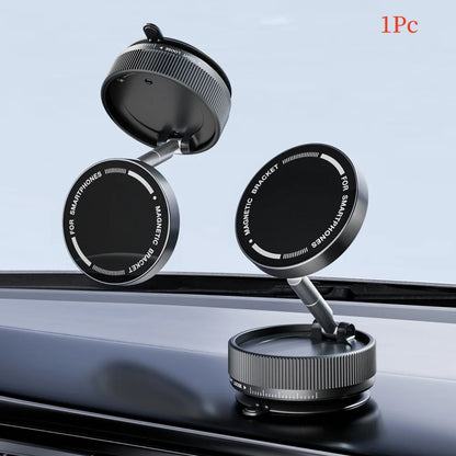 Foldable Magnetic Car Phone Mount with 360° Rotation & Vacuum Suction for Secure, Hands-Free Phone Holder