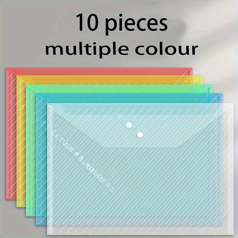 10pcs A4 Transparent Plastic Folder Filing Organiser Student Folder Folder Stationery Student Supplies