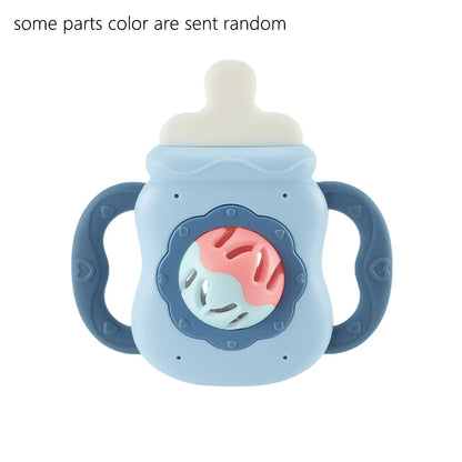 Baby Rattle Toy Milk Nursing Bottle Shaped Hand Bell Can Be Grabbed And Bitten Teether Newborn Can Bite Teether Newborn Gift