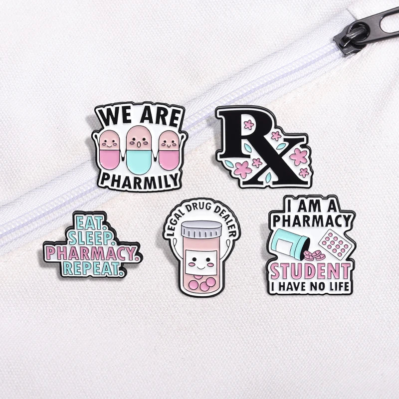 I Am Pharmacy Student Have No Life Enamel Pin Eat Sleep Pharmacy Repeat Brooch Cartoon Pills Lapel Badge Gift for Medical Friend