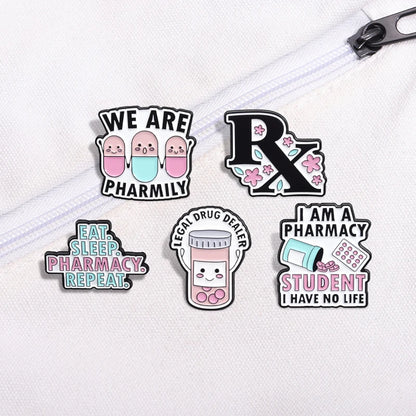 I Am Pharmacy Student Have No Life Enamel Pin Eat Sleep Pharmacy Repeat Brooch Cartoon Pills Lapel Badge Gift for Medical Friend