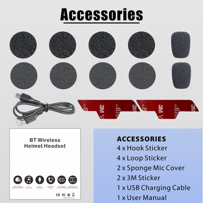 Bluetooth 5.2 Motorcycle Helmet Headset Wireless Handsfree Stereo Music Player Moto Headphone Noise Reduction Earphone With Mic