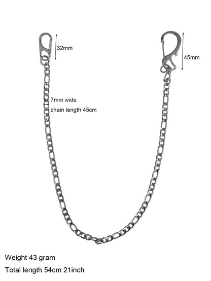 21 inch long Figaro 3:1 chain necklace choker jean trouses chain street dance decor stainless steel carabiners