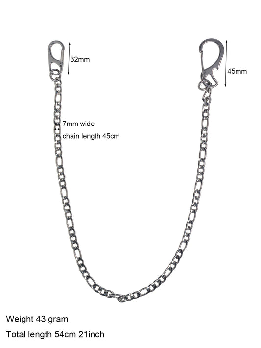 21 inch long Figaro 3:1 chain necklace choker jean trouses chain street dance decor stainless steel carabiners