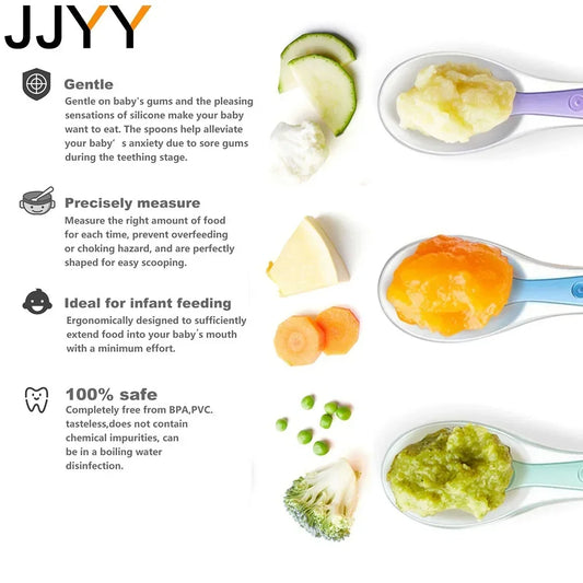 Baby Soft Silicone Spoon Candy Colored Child Food Feeding Spoon for Kids Travel Picnic Kitchen Tools