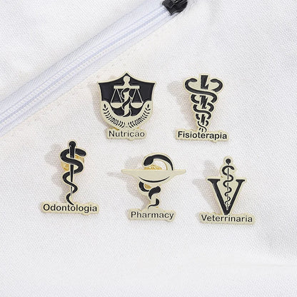 Veterinary Pharmacy Symbol Caduceus Snake Enamel Pins Odontologia Nutricao Fisioterapia Medical Health Badge Brooch Doctor Nurse