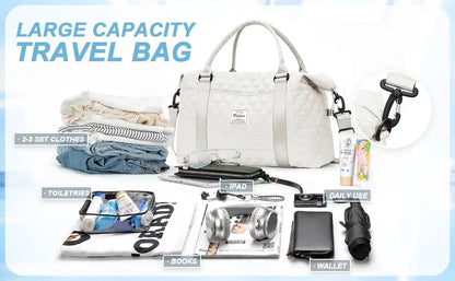 Large Duffle Tote Bag Weekender Carry on Overnight Bags for Women Travel With Trolley Sleeve Wet Pocket, Sports Tote Gym Bag