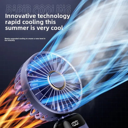 Handheld Fan with Digital Display, Foldable Fan Neck Hanging Fan, USB Charging Mini Fan Suitable for Outdoor Use in Offices