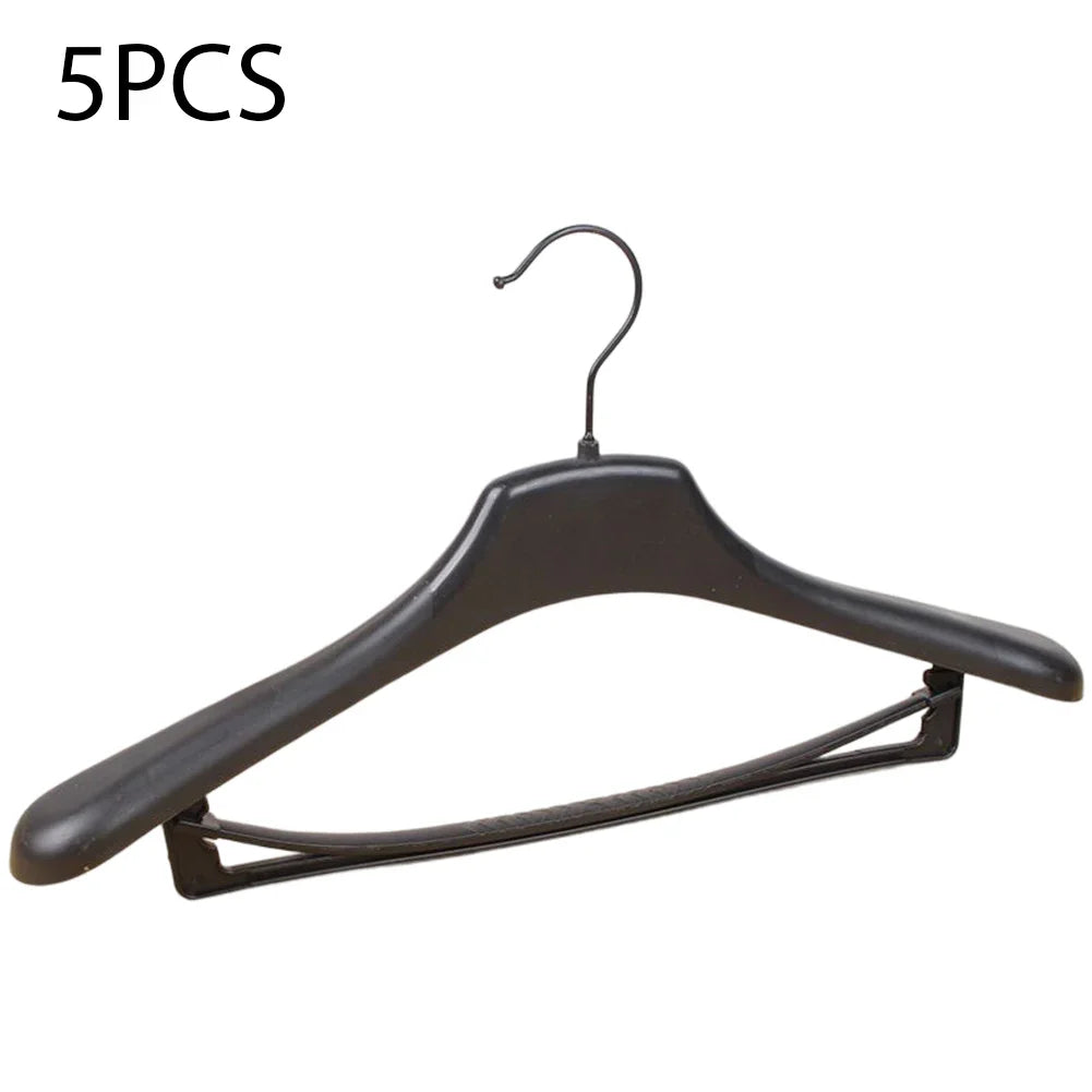 5Pcs Wide Shoulder Plastic Clothing Hanger,Suit Clothes Hanger Seamless Coat Drying Racks ,Wardrobe Room Storage Organizer