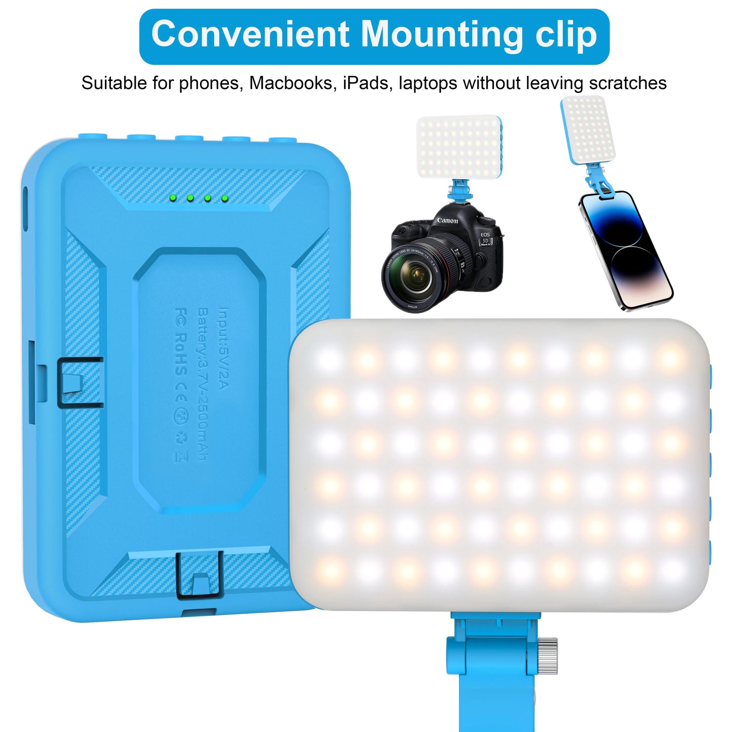 Led Photo Fill Light Dimmable,for Phone,iPhone,Photography Video Lighting for Video Recording, Makeup,TikTok,Selfie,Vlog