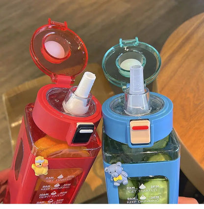 1 Piece White 900ml Sports Water Bottle Portable Sippy Cup Suitable For Outdoor Sports Carrying Handheld Square Plastic Cup