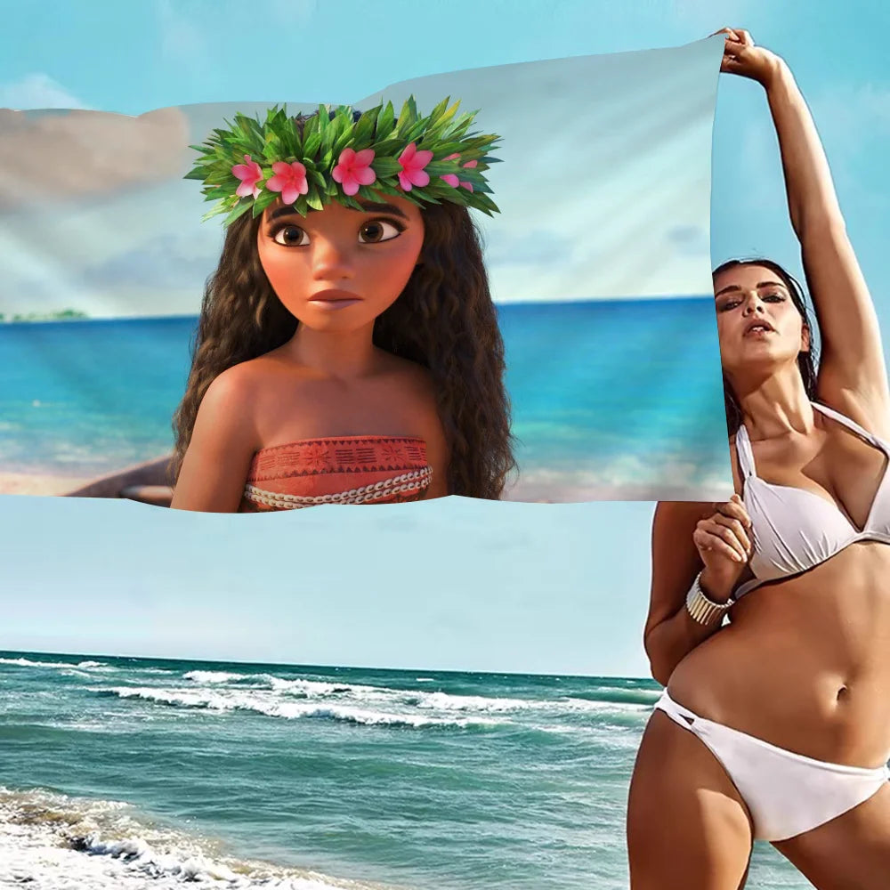 Cute Moana Cartoon Beach Towels Shower Towel Sauna Travel Spa Microfiber Quick Dry Gym Accessories Cute Room Decor