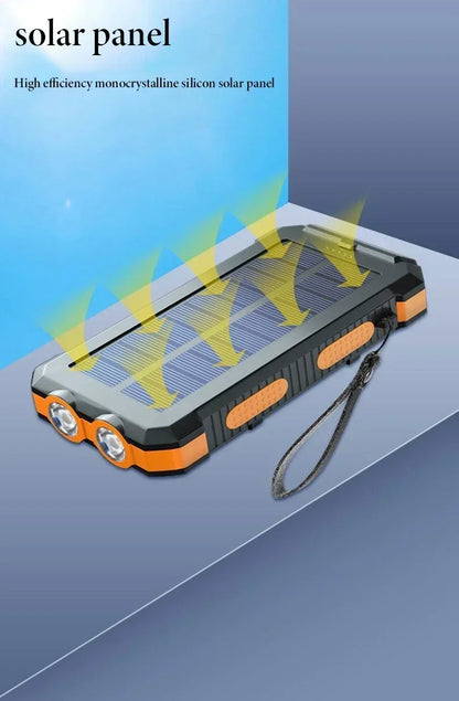 200000mAh Large Capacity Solar Power Bank Portable Outdoor Charger PowerBank External Waterproof Battery Charging with LED Light