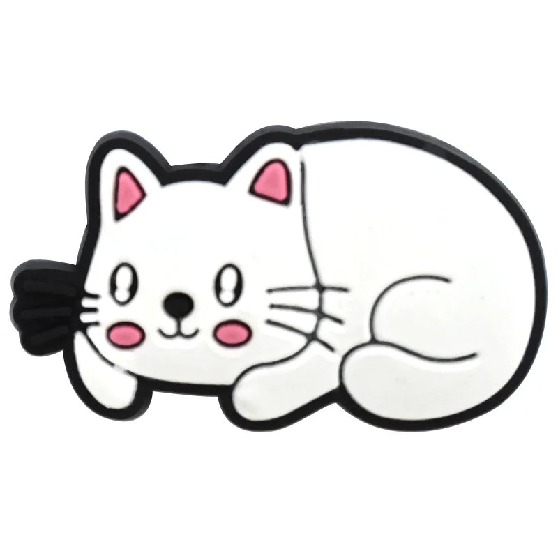 Cute Cats Shoe Charms Decoration for Crocs Pin Accessories Bracelet Wristband Party Gifts