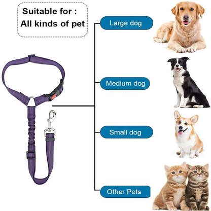 2 in 1 Solid Dog Harness Leash Pet Car Seat Belt Heavy Duty Elastic Safety Belt Adjustable for Kitten Dogs Collar Pet Accessorie