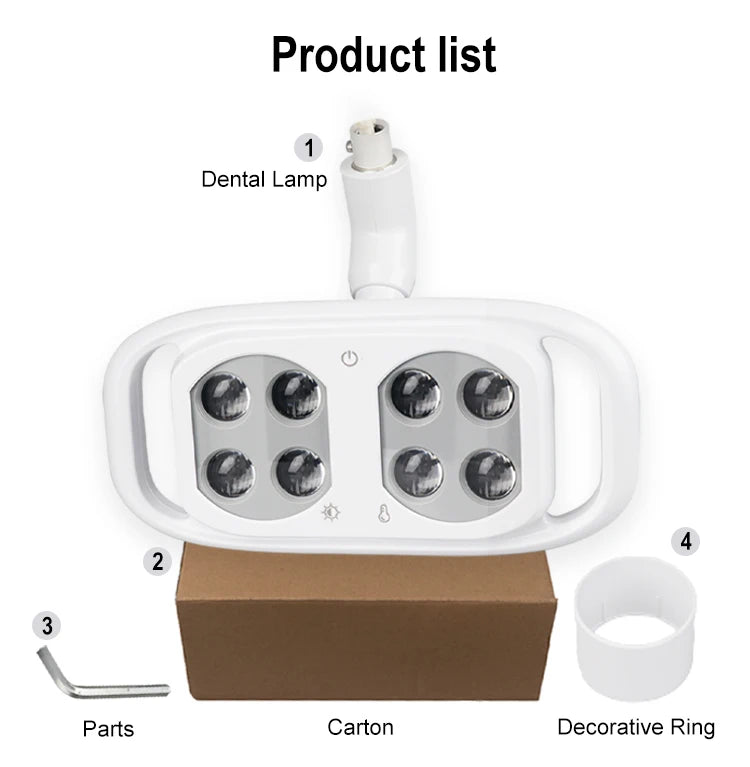 Dental Oral Light 8Bulds LED With Smart Sensor Switch Adjustable Brightness Surgical Lamp Dentistry Induction Yellow White Light