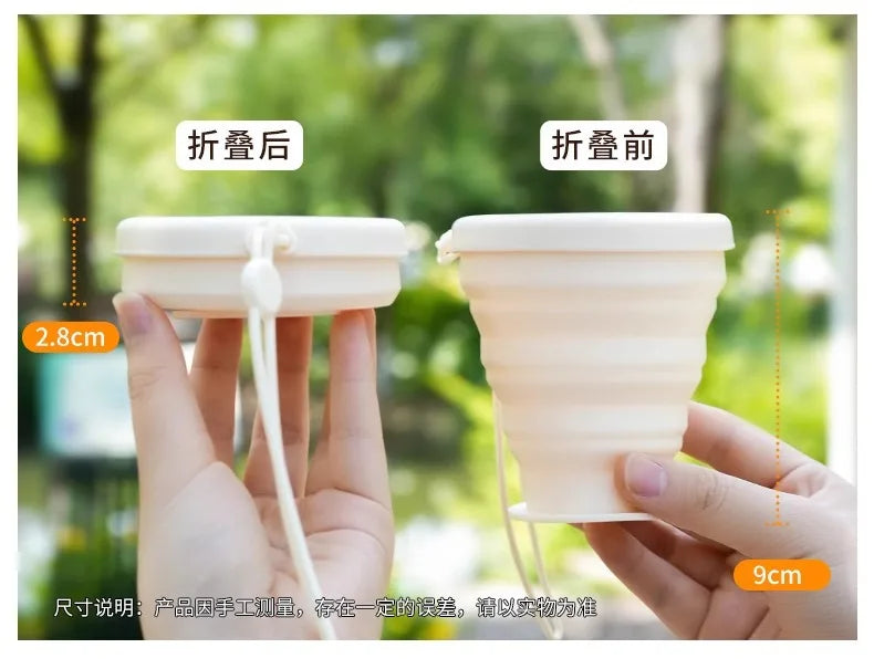 Collapsible Travel Cup Portable Folding Water Bottle for Camping, Hiking & Outdoor Activities, Space-Saving Silicone Drinkware