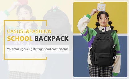 Simple Children Schoolbag Bookbag, High School College Student Black School Backpack for Women, Laptop Bookbag for Girls Boys