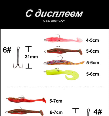 Hunthouse Double Hooks fishing hook long fishing stainless hook with soft lure sharp high carbon stee offset hook