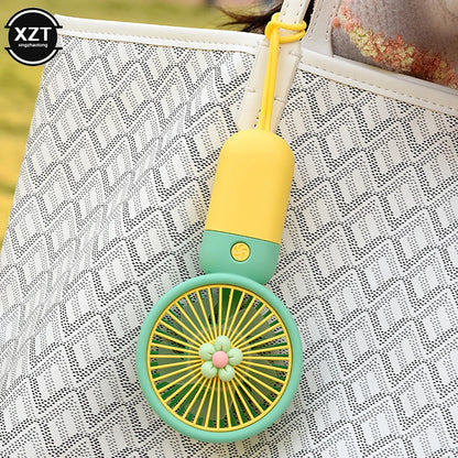 Cartoon Flower Shaped Fan USB Rechargeable Handheld Fan Outdoor Travel Portable Handheld Fan