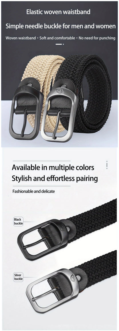 Men's Belt Casual Woven Elastic Belt Outdoor Sports Women's Belt No Need for Punching Climbing Work Belt For Men Women Fashion