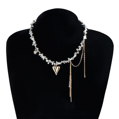 Fashion Trend Accessories Simple Exquisite Love Fringe Pendant Irregular Beaded Necklace For Women Holiday Gifts Alloy Jewelry