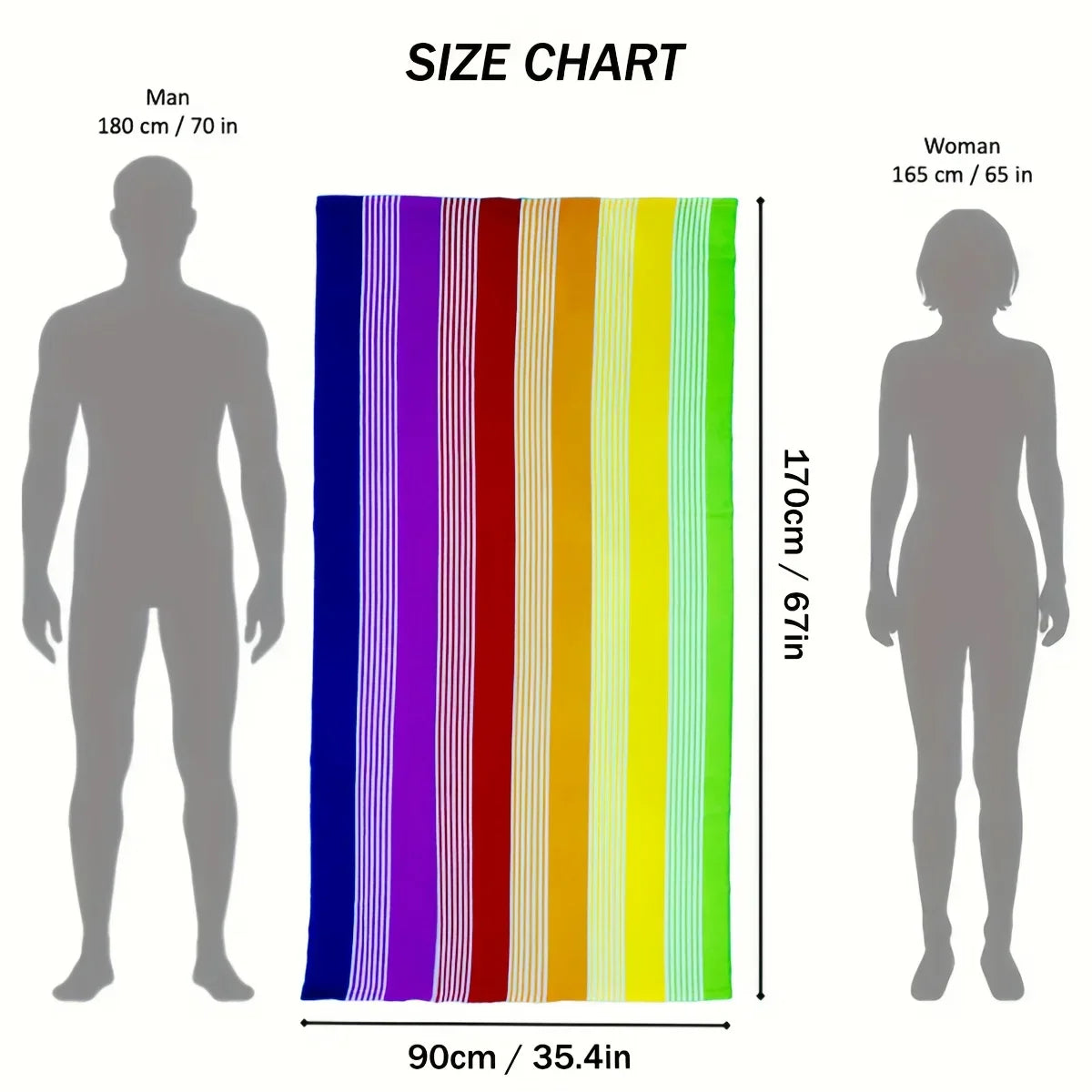 Oversized Beach Towel 280g/㎡ Microfiber, Rainbow Quick-Dry for Pool Travel, Tropical Design, Fade-Resistant & Washable