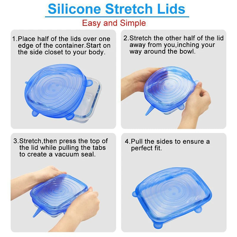 Silicone Food Preservation Cover Stretch Lids Keeping Fresh Seal Bowl Microwave Lids Reusable Plastic Wrap Kitchen Accessories