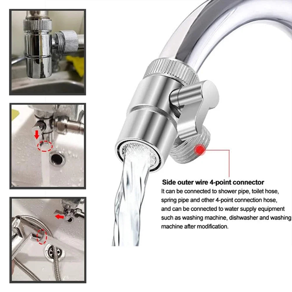 Universal Faucet Adapter Splitter Diverter Valve Water Tap Connector for Kitchen Sink Shower Bathroom Toilet Accessories