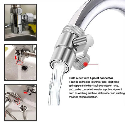 Universal Faucet Adapter Splitter Diverter Valve Water Tap Connector for Kitchen Sink Shower Bathroom Toilet Accessories