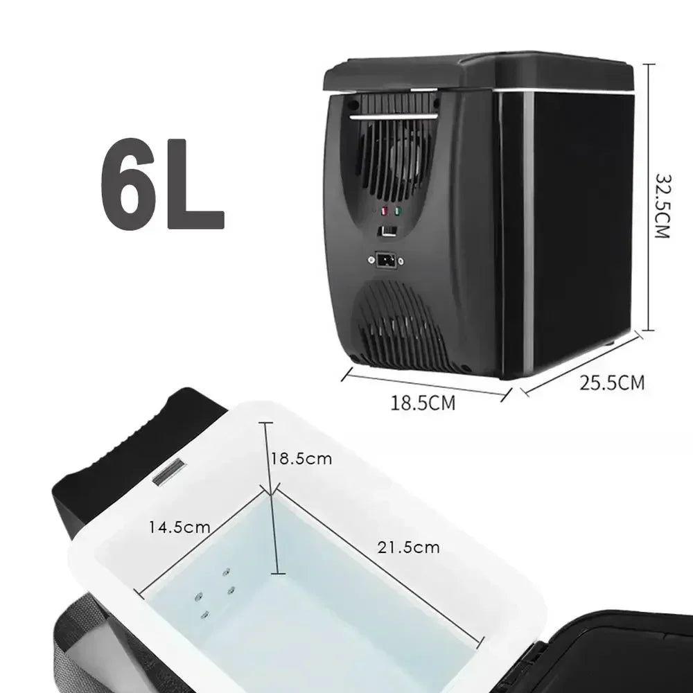 6L Portable Compact Mini Fridge 12V Car Refrigerator Freezer for Camping Traveling Electric Cool Box Summer Outdoor Fridge
