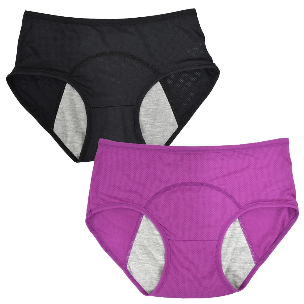 2pcs Woman Menstrual Panties Women's menstrual underwear leak proof and mid waist size M-8XL menstrual Female hygiene pants