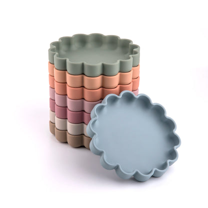 Flower Design Baby Dinning Plate Silicone Suction Plate Silicone Feeding Dish For Baby