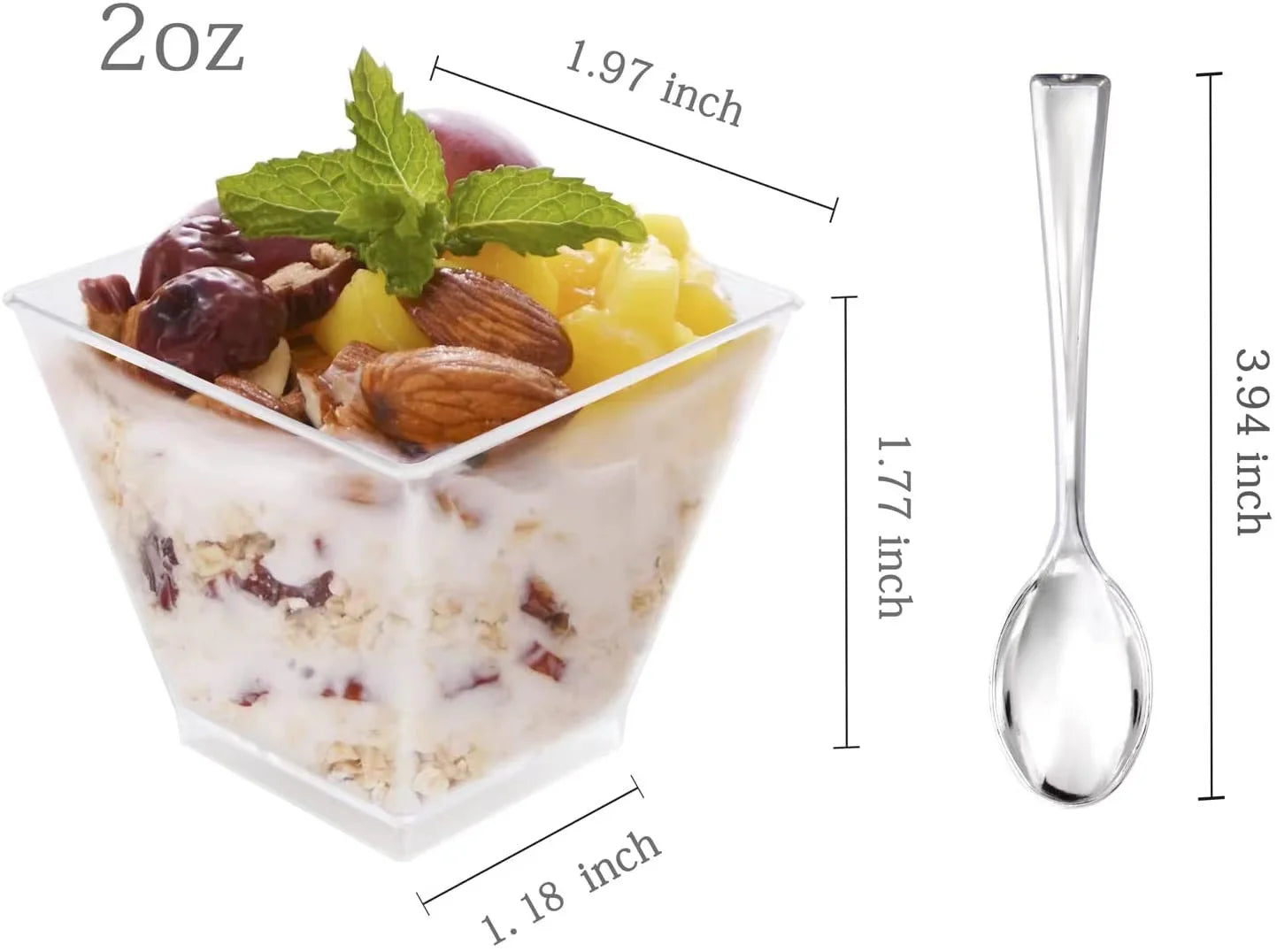 100Pack 2OZ Mini Dessert Cups for Party Small Plastic Dessert Cups for Kitchen Dessert Shooter Cups for Pudding Fruit Ice Cream