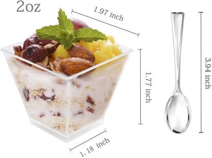 100Pack 2OZ Mini Dessert Cups for Party Small Plastic Dessert Cups for Kitchen Dessert Shooter Cups for Pudding Fruit Ice Cream