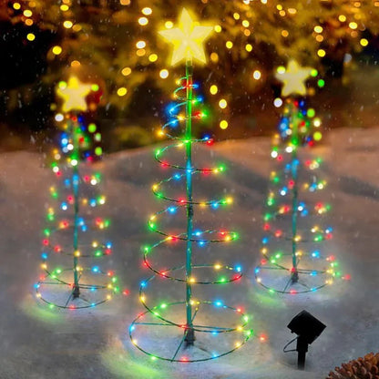 Christmas Solar Light LED Luminous Christmas Tree Ornament Outdoor Waterproof Decorative Lamp String Festival Garden Decorations