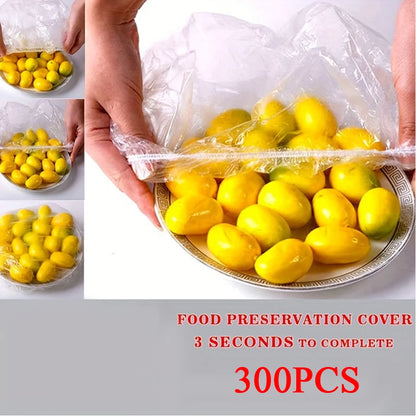 100pcs Disposable Fresh-keeping Cover, Plastic Food Storage Covers, Reusable Bowl Covers Stretch Lids, Elastic Cover Bag
