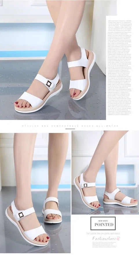 WOIZGIC Women's Female Ladies Genuine Leather Platform Sandals Shoes Summer Cool Beach Non Slip On