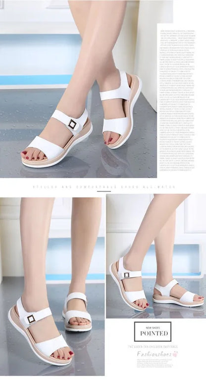 WOIZGIC Women's Female Ladies Genuine Leather Platform Sandals Shoes Summer Cool Beach Non Slip On