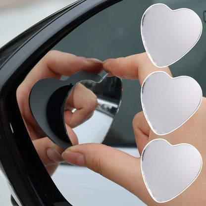Car Frameless Blind Spots Mirror Cute Heart Shape Side Mirror Rearview Mirrors Auxiliary Accessories for Auto SUV Motorcycle