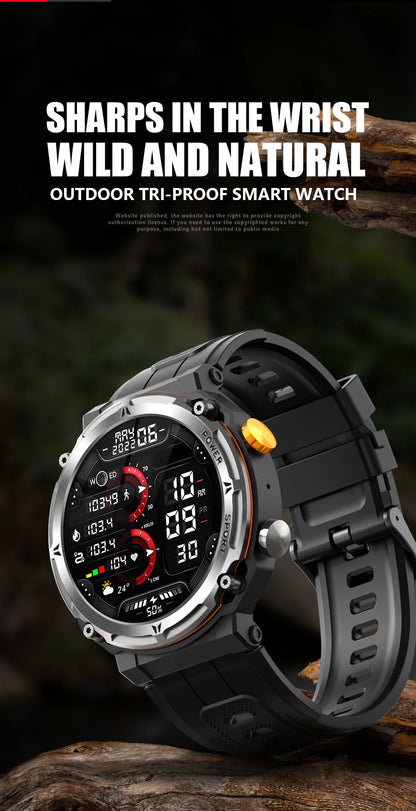 Outdoor Sports Smartwatch Men Fitness Tracker Wireless Call 410mAh Long Standby Time Waterproof Voice Assistant Swimming Watch