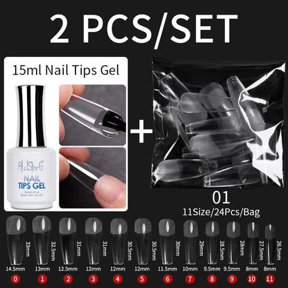 AWStorG 15ML Nail Tips Glue Gel For Falses Nail Tips Fast Extension 3 IN 1 Function Nails Art Transparent Gel Polish Soak Off UV